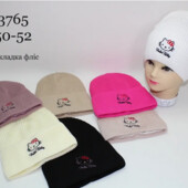 Шапочки рубчик на флісі з Кітті для дівчат(єврозима/демі)4 кольори