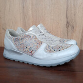 Німецькі шкіряні кросівки, сірі жіночі кеди на широку ногу, літо демі, р. 40-40.5