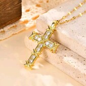 Ланцюдок і підвіска хрестик, хрест, циркони, медзолото