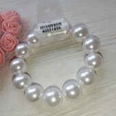 Браслет з білих великих намистин перлин
