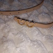 Бежевий пасок з пряжкою у вигляді сердечок