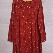 Яркое женское трикотажное домашнее платье , новогодний принт