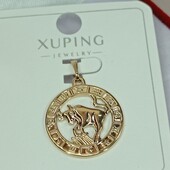 Очень красивый кулон знак зодиака Телец. Позолота 585 пробы 18К.