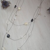 Трехярусне намисто з камінців та насистин