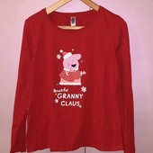 Новорічна домашня кофта лонгслив тонкий реглан у відмінному стані 100% соtton