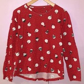 Новорічна домашня піжамна кофта лонгслив соtton у відмінному стані