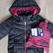 Name it брендовая стёганая деми куртка с капюшоном + шапочка на рост 80/86 см