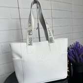 Сумка шопер білий чорний чорнобілий колір екошкіра на плече велика вмістка