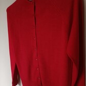 Червоний вовняний кардіган fully fashioned
