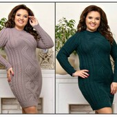 Теплое вязаное платье 46/52 разные цвета новинки сезона