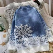 Теплый новогодний зимний свитер оверсайз альпака