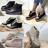 36-41 рр зимові ботинки з овчини на шнурках чорні, бежеві, пудра