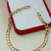 Очаровательный браслет 18 см, плетение панцирное. Позолота 585 пробы 18К.