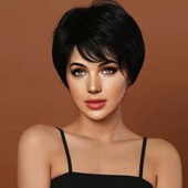 Парик, натуральные волосы, короткий.