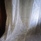 Велике покривало жакард, біле, з бахромою