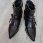 M&S брендовые стильные деми ботиночки экокожа цвет черный размер 36/37