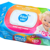 Серветки вологі дитячі Aqua Baby Ромашка з клапаном 120 шт