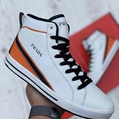 Кожаные хайтопы "Prada", производства Индонезия