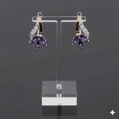 Стильні срібні сережки з натуральним аметистом