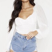 Стильна кроп блуза з шифоновими рукавами, S