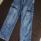 Denim365 uk14 стрейчеві прямі cargo з високою посадкою