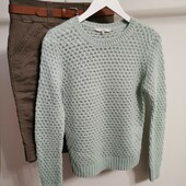 Пыльно-бирюзовый свитер, джемпер, ажурная вязка