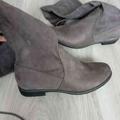 стильные сапожки/чулок ботфорды экозамша цвет темно /серый размер евро 39