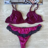 шелковый бюстгальтер 85c и трусы