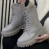 Зима! Натуральная Кожа на овчине! бежево-серые 36-41р