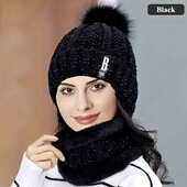 Класний зимовий комплект – шапка + баф, колір-чорний