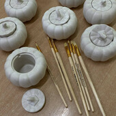 Гіпсове кашпо, підсвічник "Гарбузик"