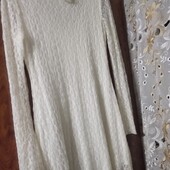 Нарядное белое кружевное платье 44