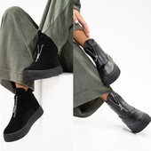 Ботинки натуральная замша, кожа черный, бежевый