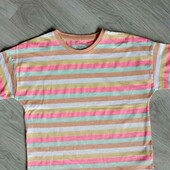 F&F брендовая яркая хлопковая футболка на девочку рост 134/140 см