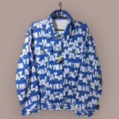 Жіноча джинсова котонова куртка оверсайз принтована.