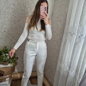 Білі, комфортні штанці на резинці