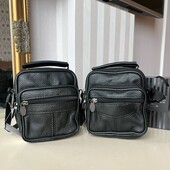 Чоловіча сумка поштальонка натуральна шкіра чорний колір на плече шкіряна