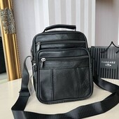 Чоловіча сумка поштальона натуральна шкіра чорний колір на плече