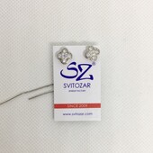 Срібні сережки-протяжки Конюшина з фіанітами