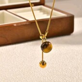 Ланцюжок краватка, протяжка, кольє, тигрове око, снейк медзолото