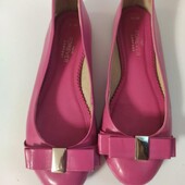 Рожеві шкіряні балетки з бантом next forever comfort pink
