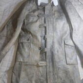 Шкіряне пальто на хутрі баранчик L