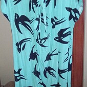 Платье с поясом принт ласточки