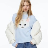 Блакітний светр з зображенням кошеня