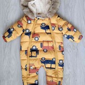 F&F брендовый теплый комбинезон с капюшоном еврозима на малечу 3/6 месяцев