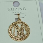 Очаровательный кулон знак зодиака Водолей. Позолота 585 пробы 18К.