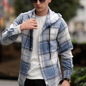 Мужская рубашка ст капюшоном р.М/2XL