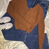 Вкорочений кардиган у кольорі темна гірчиця