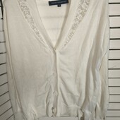 French Connection S молочний кардиган з мереживом