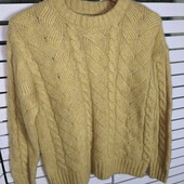 Primark 2xs, жовтий светр в коси, з вовною!